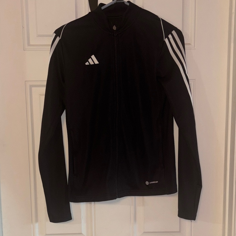 adidas Black Jacket with White Stripe Accents